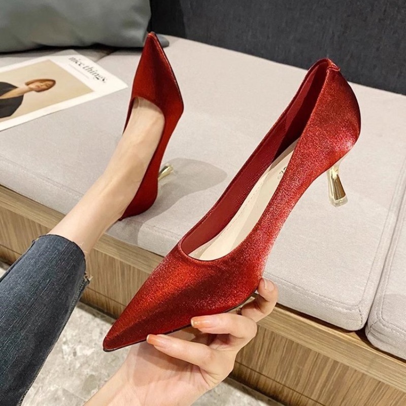 Slip Dress Satin - Women's Slip-On Satin Heels , Pointed