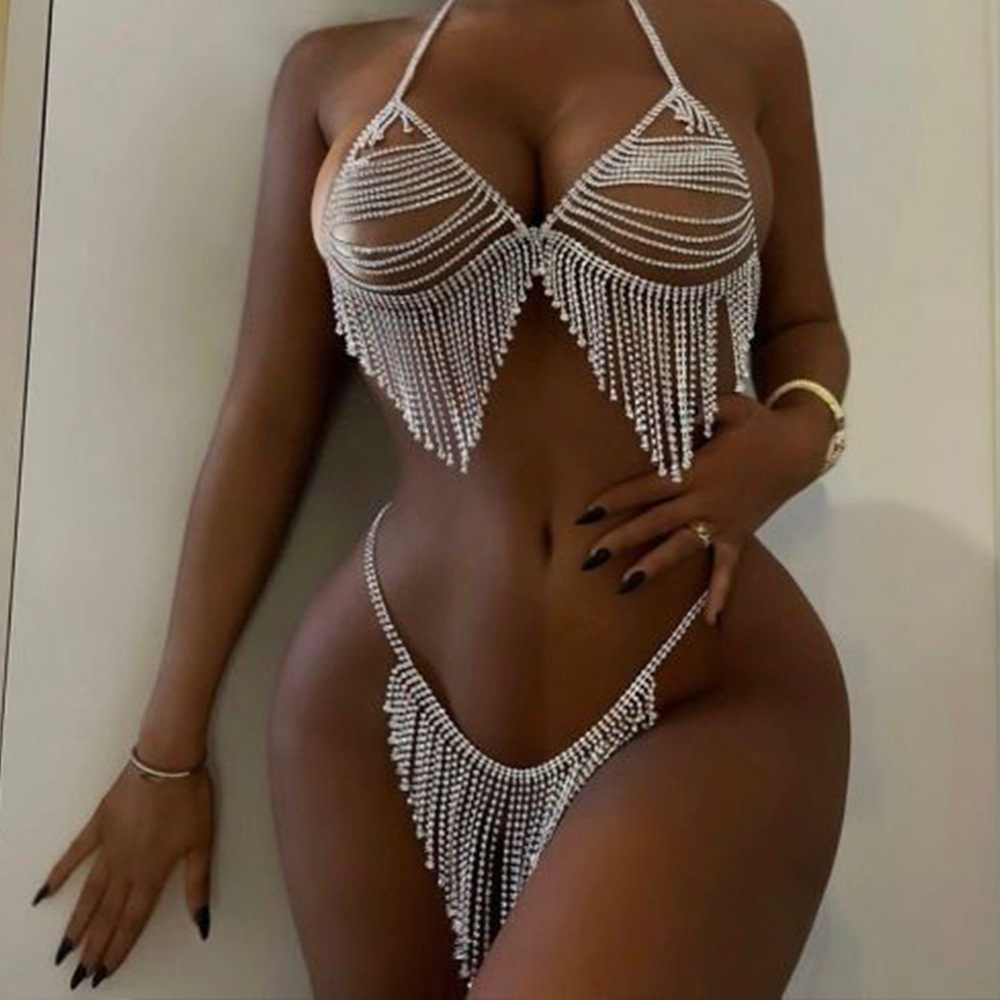 Thong Bikini Women - Stonefans New Tassel Crystal Body Chain