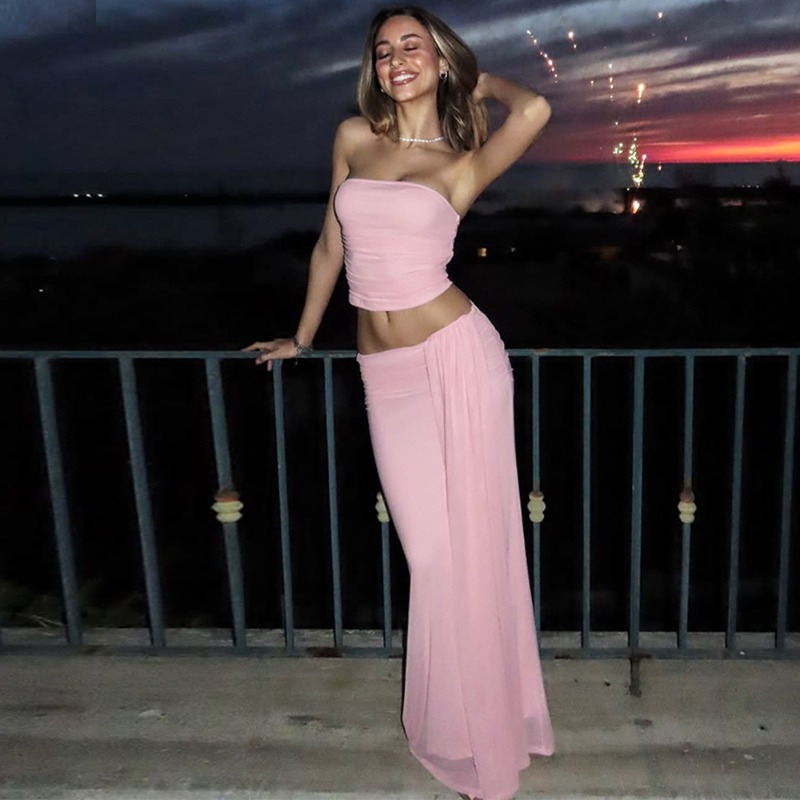 Tuularose Pink Long Dress 2-Pi - Strapless Bra Backless review and price