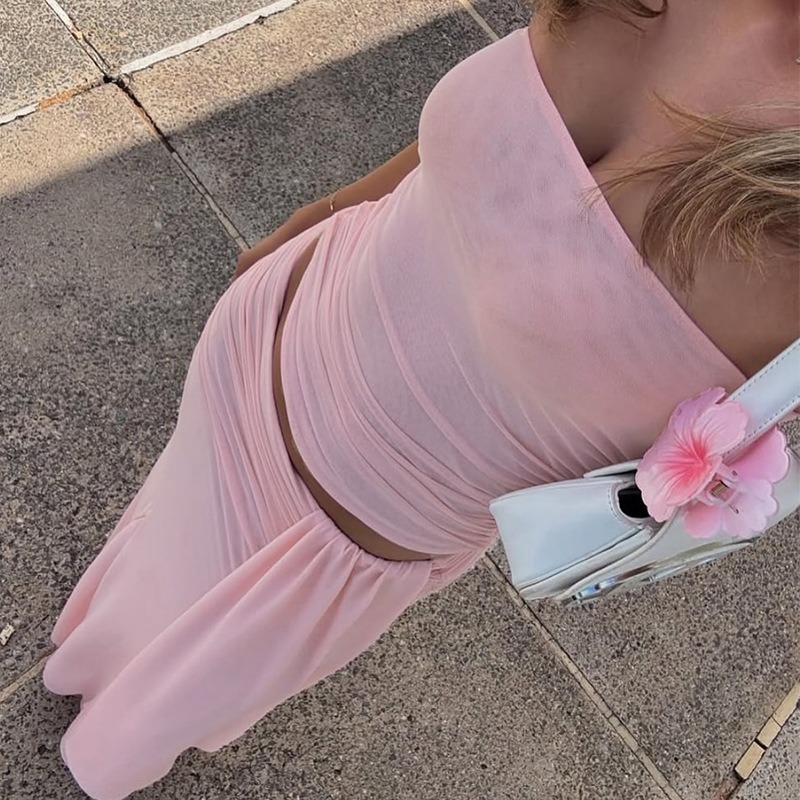 Tuularose Pink Long Dress 2-Pi - Strapless Bra Backless review and price