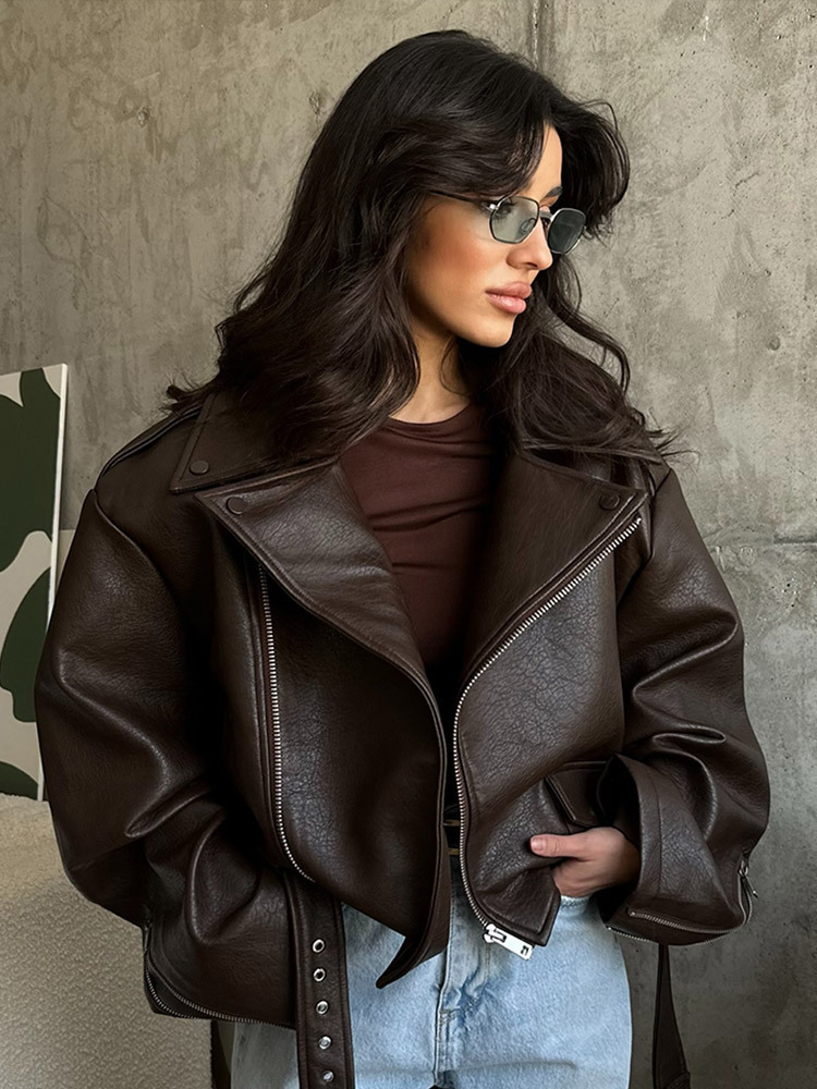 With Belt Leather Jacket Coat  - Corset Waist Cinch review and price