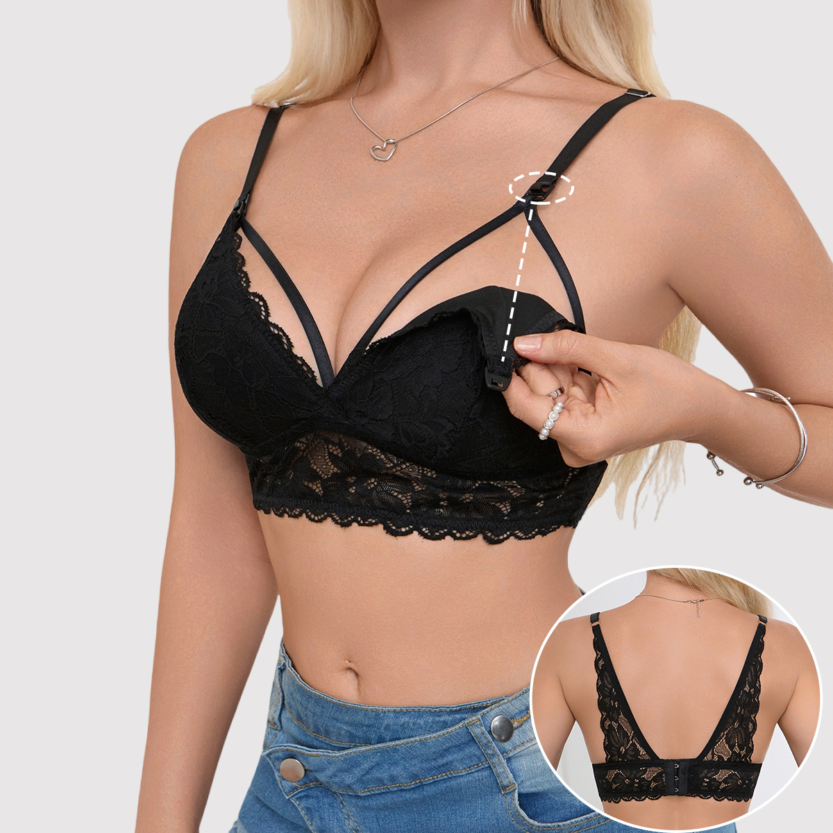 Sexy Hollow Out Lace Nursing B - Nursing Bra Sleep review and price