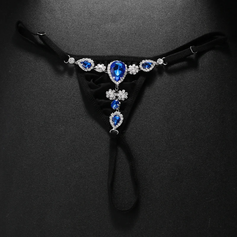 Fashion Blue Crystal Bikini Th - Thong Bikini Women review and price