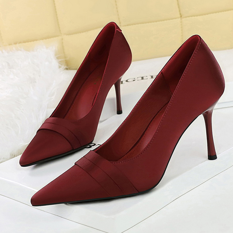 Women Elegant Burgundy 8cm Hig - Slip Dress Satin review and price