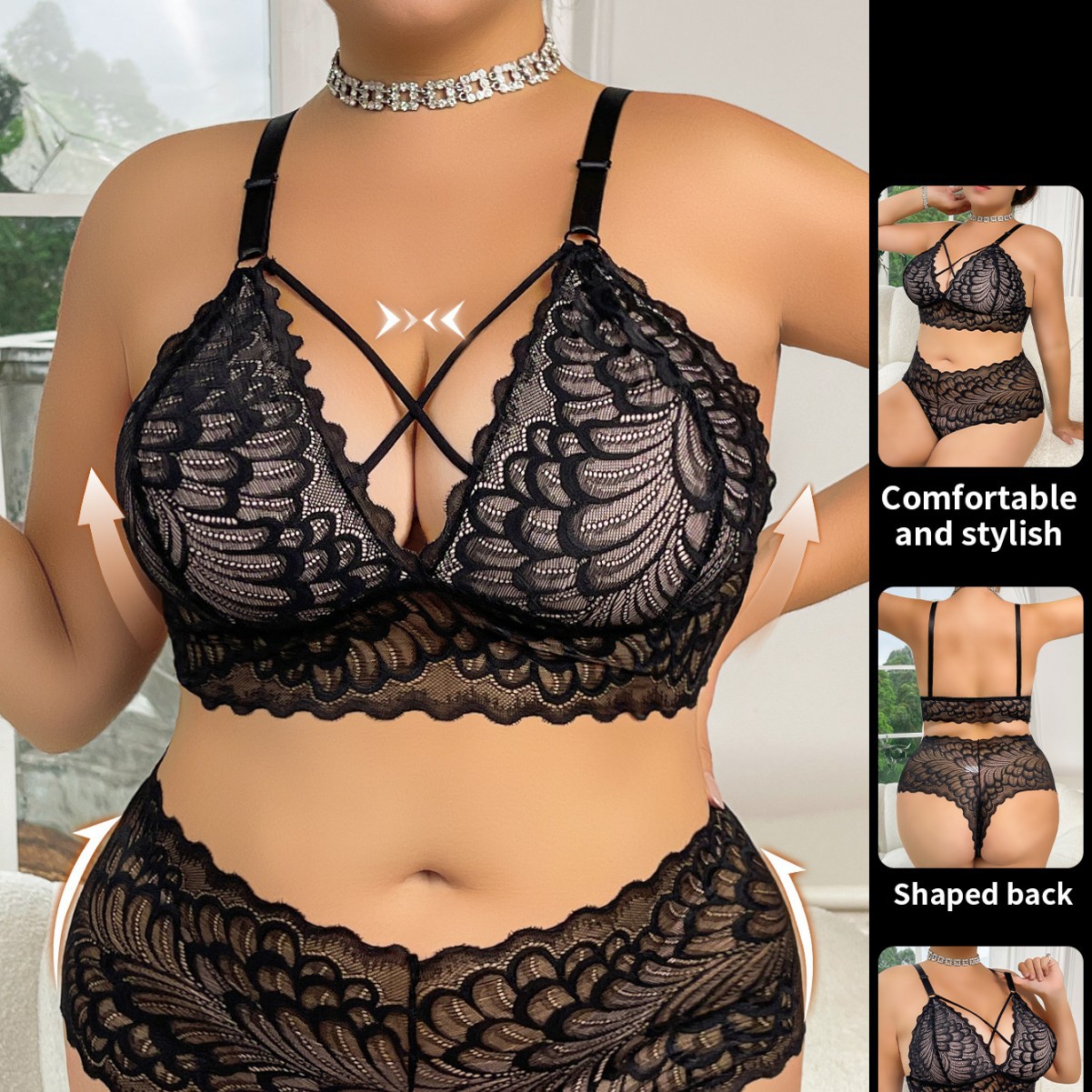 Plus Size Lingerie Set Wire-Fr - Seamless Underwear Women review and price