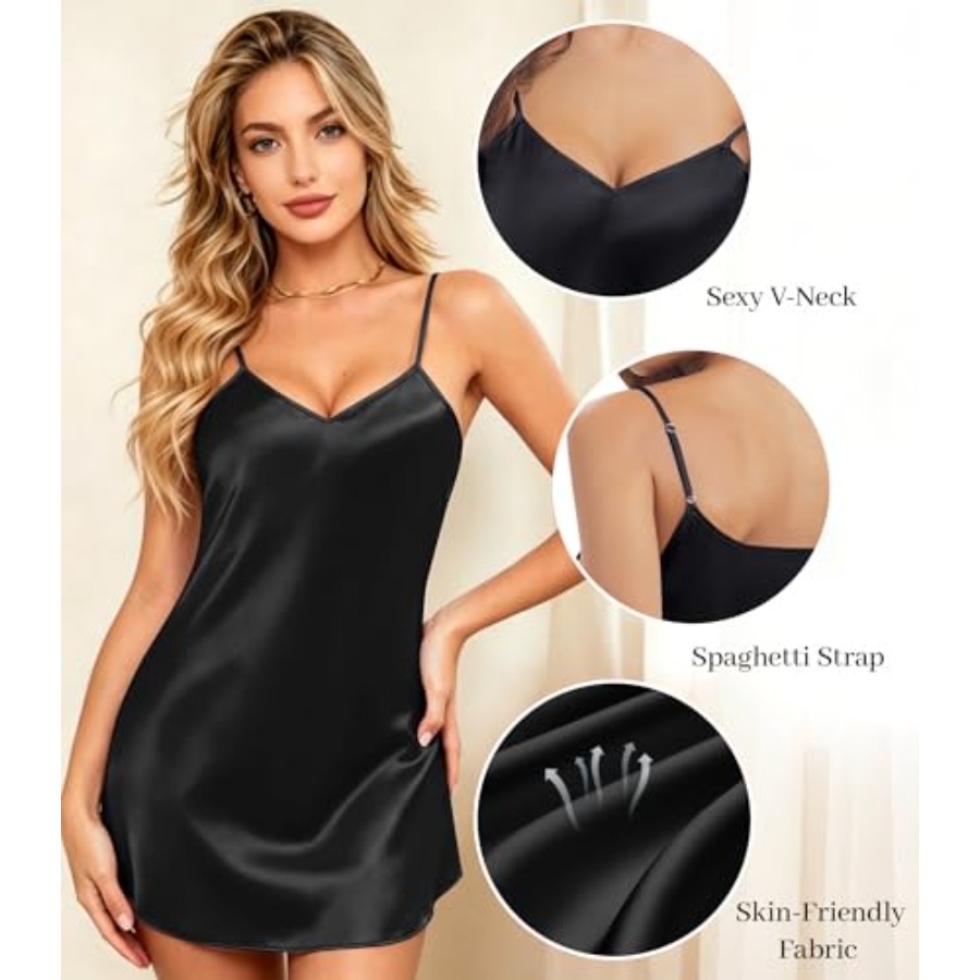 ETOSELL Womens Satin Nightgown - Babydoll Chemise Night review and price